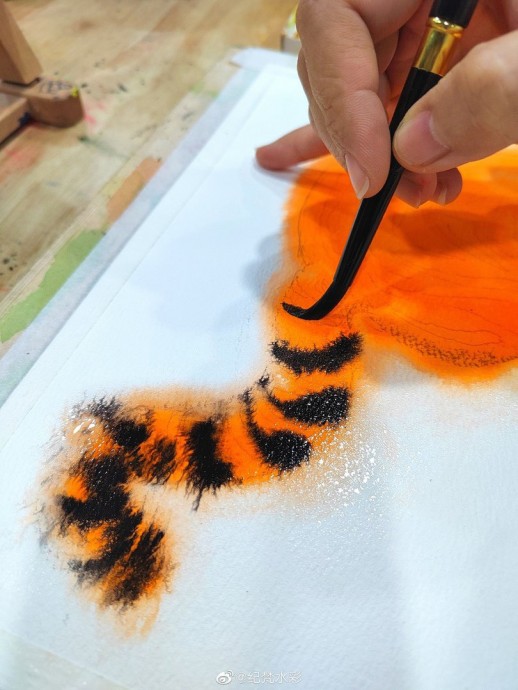 ​Урок рисования акварелью: тигр