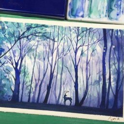 ​Красивый пейзаж в бирюзово-фиолетовых тонах