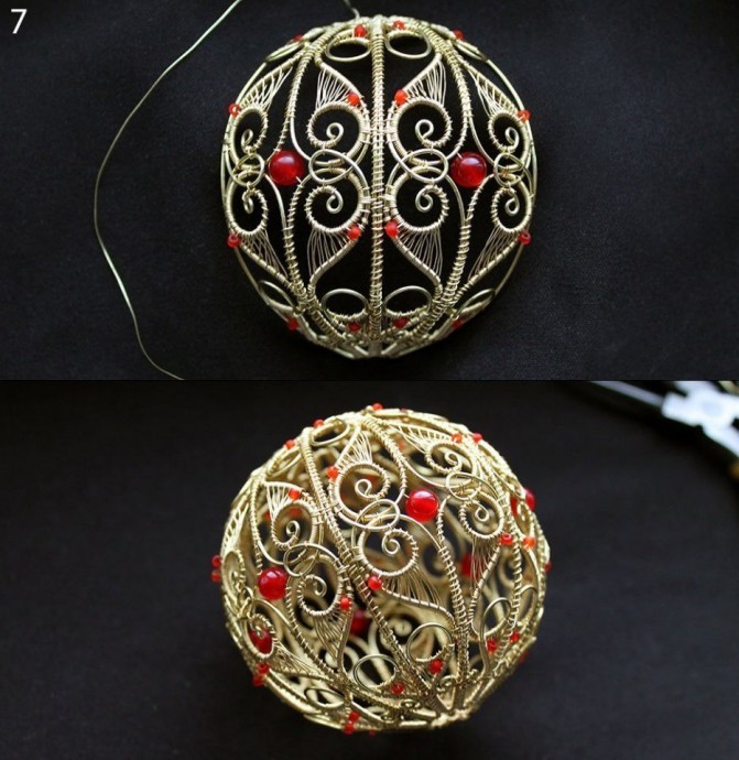 ​Новогодний шар из проволоки