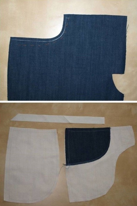 Обработка боковых карманов на джинсах