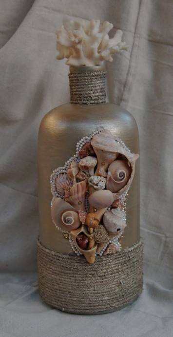 Декорируем бутылочки в морском стиле