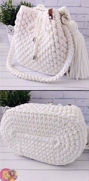 ​Рюкзачки крючком из трикотажной пряжи