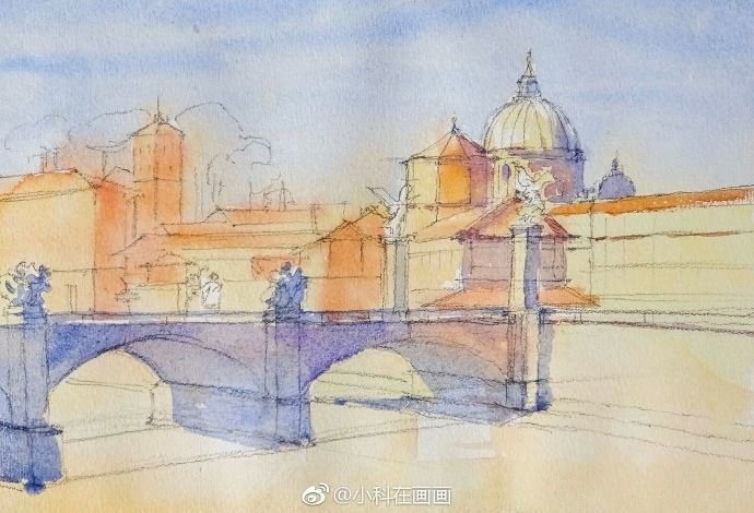 Урок рисования акварелью: старинный город