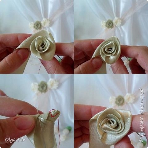 ​Роза из атласных лент