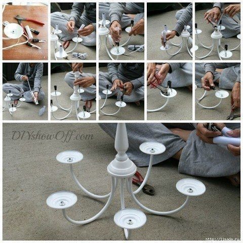 Кашпо из старой люстры