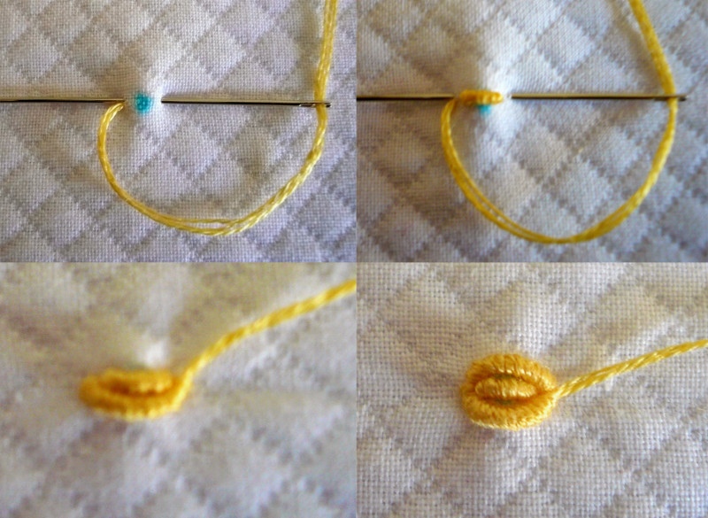 Вышивка розочек спиральным швом