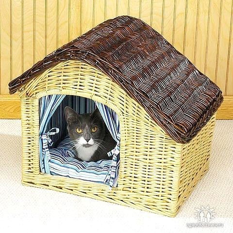 Варианты плетеных домиков для домашних любимчиков