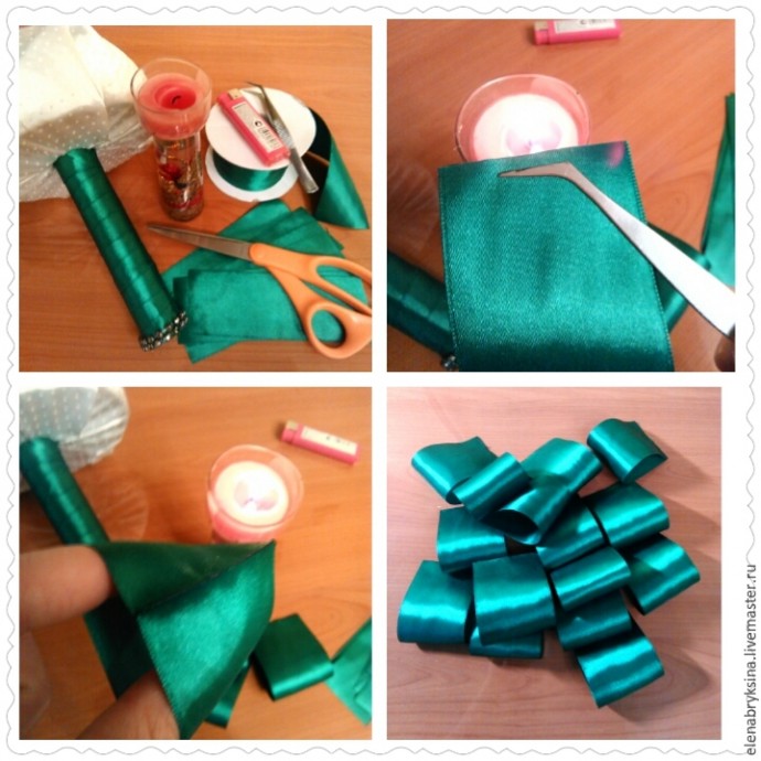 Юбочка из атласных лент для брошь-букета