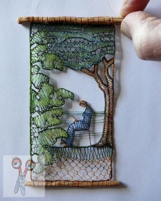 ​Полупрозрачные картины из пряжи