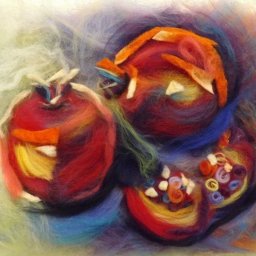 Шерстяная живопись "Гранаты"