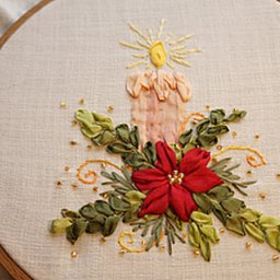 Вышиваем лентами композицию со свечой