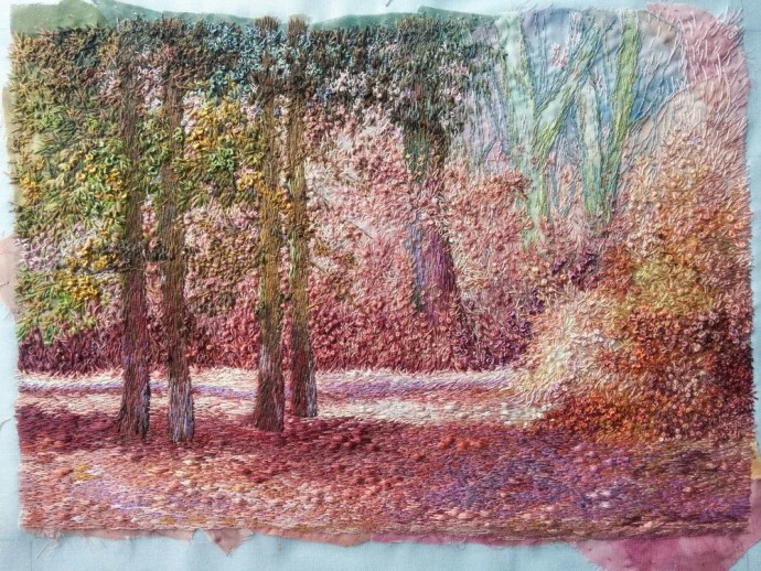 Вышитая картина "Розовый лес"