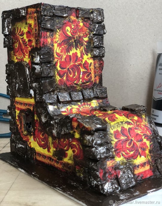 Печка-карандашница из картона Печка-карандашница из картона