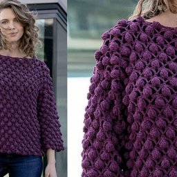 Джемпер с узором из крупных шишечек