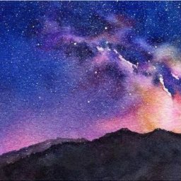 ​Ночное небо акварелью