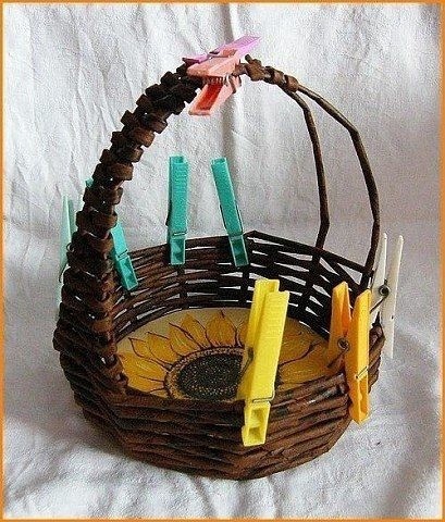 ​Плетём корзинку из газетных трубочек