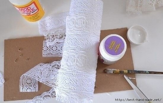 Декорируем вазу кружевом