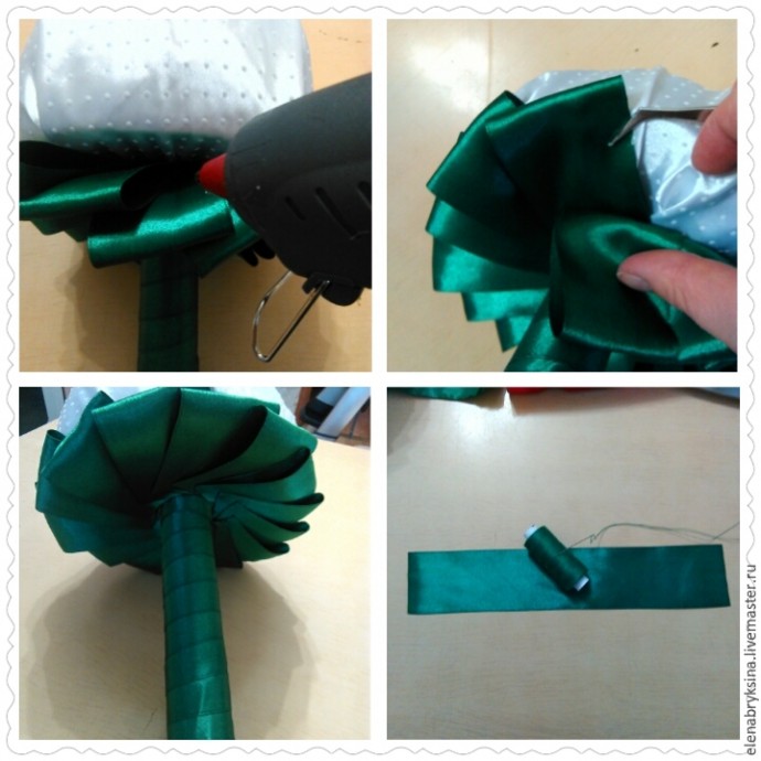 Юбочка из атласных лент для брошь-букета