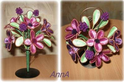Оригинальные цветочки в технике ганутель