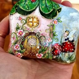 Сказочные идеи росписи камушков в виде домиков