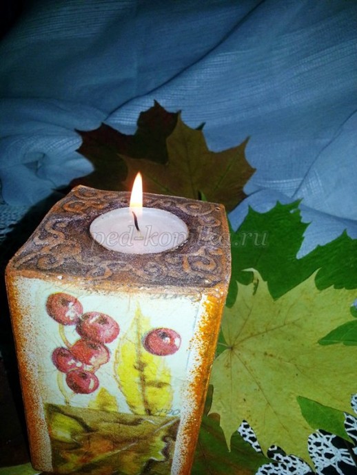 Подсвечник в технике декупаж своими руками