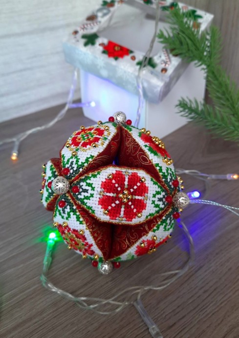 ​Необычные вышитые новогодние шары