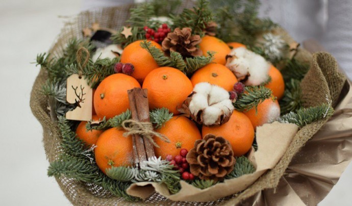 Цитрусовые зимние букеты: идеи