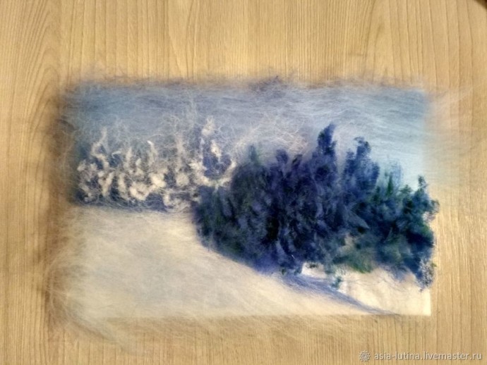 ​Картина из шерсти "Зимний пейзаж"