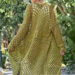 Ажурное льняное пальто-кардиган-разлетайка