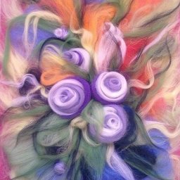 Картины из шерсти: цветы