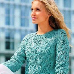 ​Пуловер реглан с ажурными косами