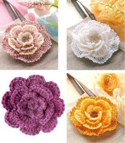 Шикарные вязаные цветы крючком