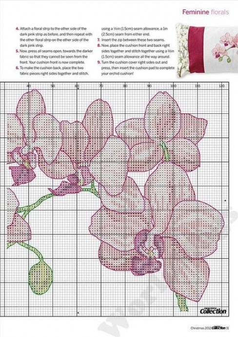 Вышиваем красивые розовые орхидеи