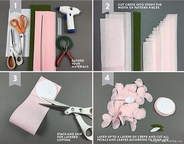 Розa из гофрированной бумаги