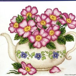 ​Вышивка крестиком "Чайник с цветами"