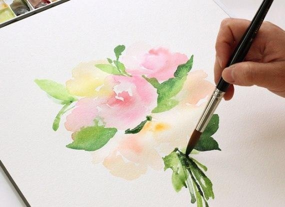 Нежные цветы акварелью