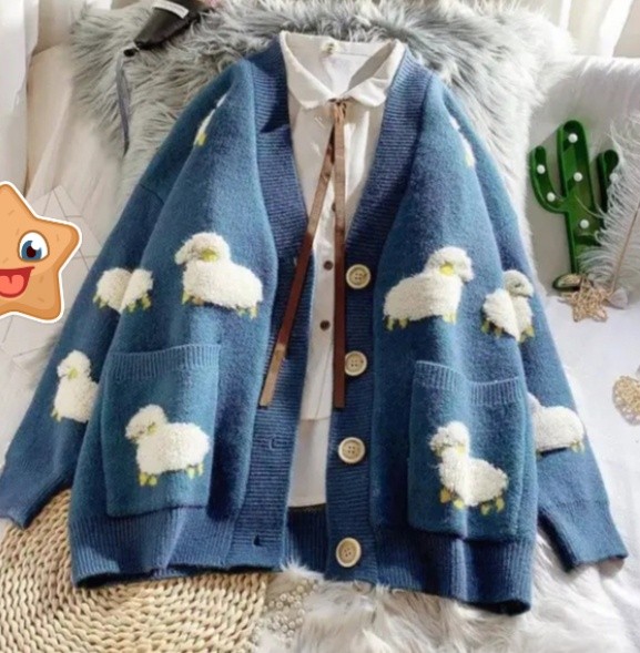 Жаккардовый узорчик с пушистой овечкой