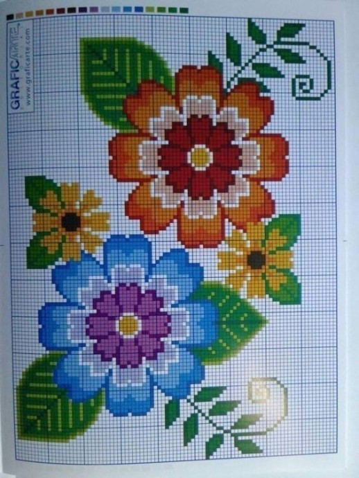​Вышивка цветов крестиком