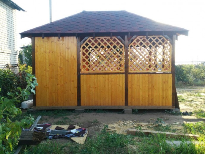 Беседка 4,5х3 на даче своими руками