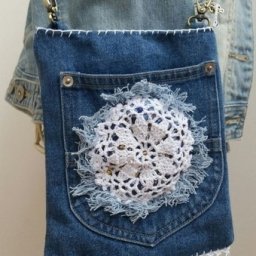 Оригинальные джинсовые сумочки с кружевными деталями