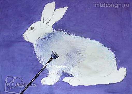 ​Рисуем зимнего зайца