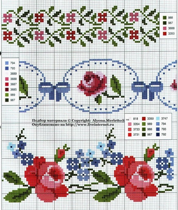 ​Вышивка крестиком: цветочно- орнаментальные схемы