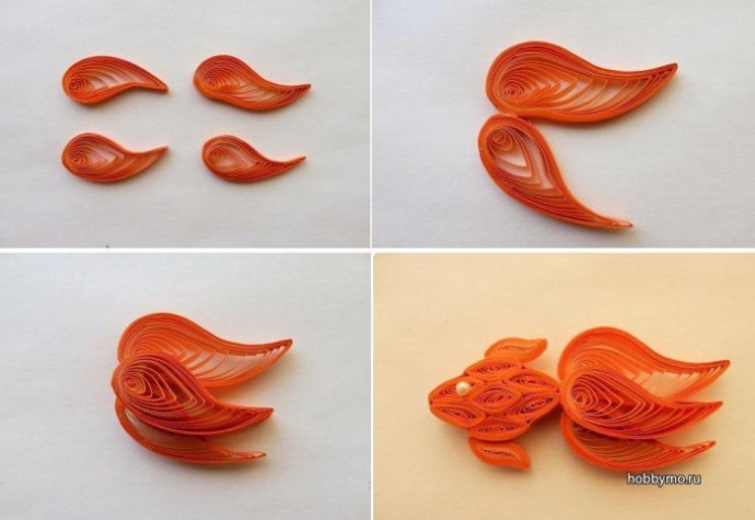 Золотая рыбка в технике квиллинг