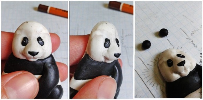 Лепим милую брошку-панду из полимерной глины