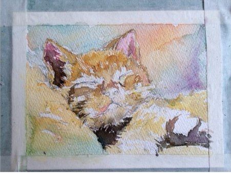 ​Рисуем спящего котенка
