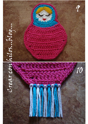 Вязаные закладки: русские матрешки