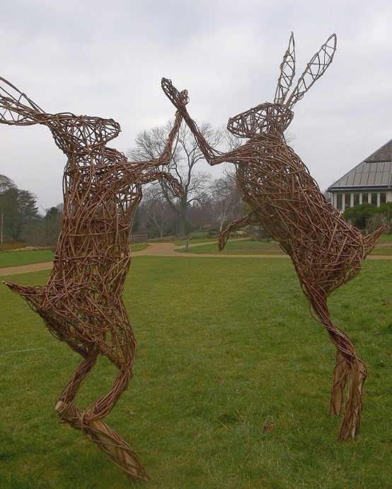 Чудесные садовые фигуры из веточек