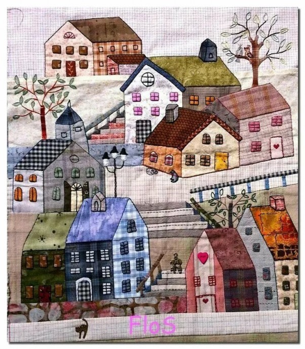 Картины в технике пэчворк: в фокусе дома и домишки