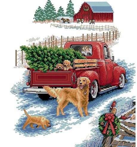 ​Чудесная вышивка с машиной и собаками