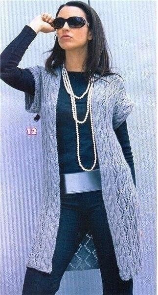 ​Длинный кардиган с короткими рукавами